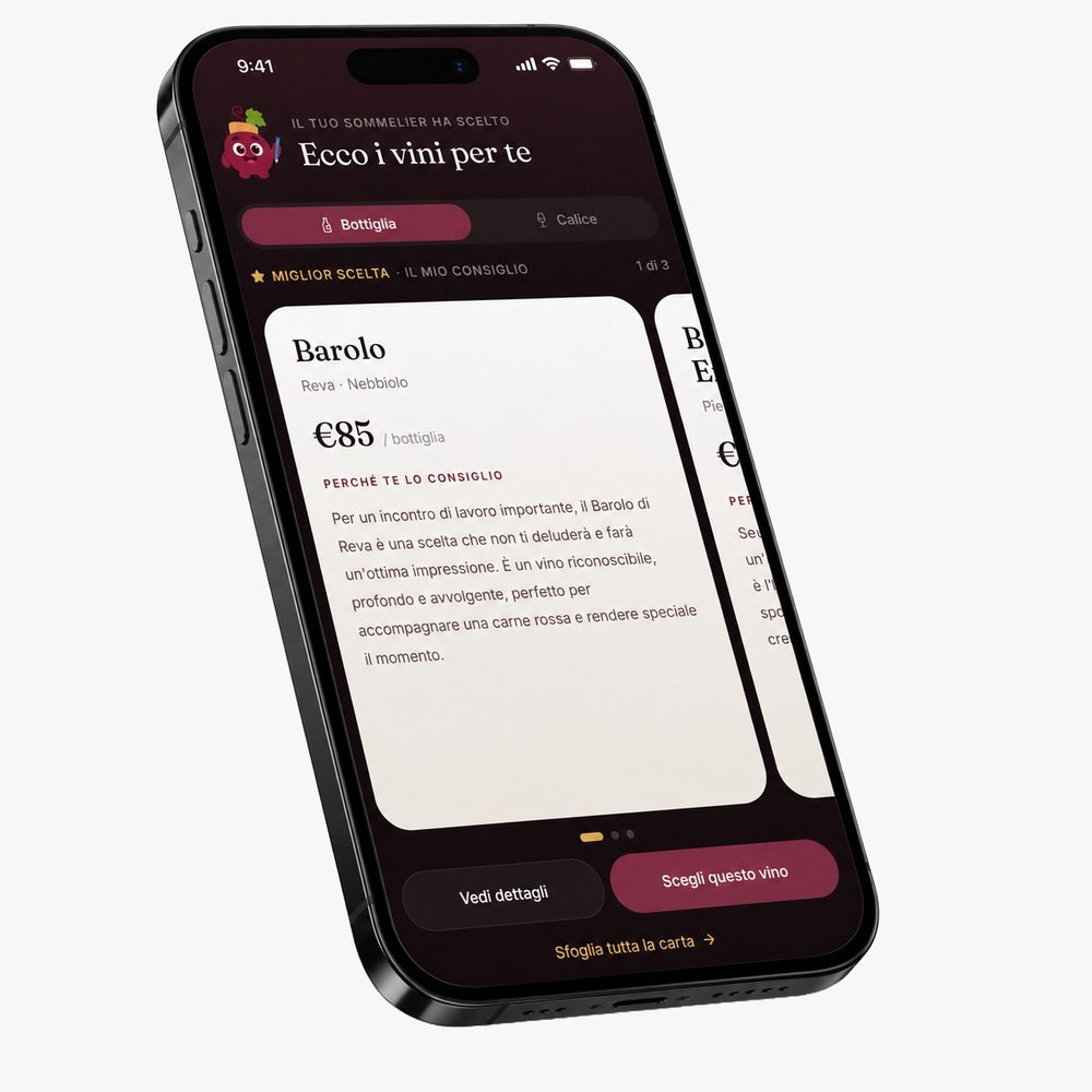 L'app CRU su iPhone: Ecco i vini per te, consiglio del Barolo con spiegazione